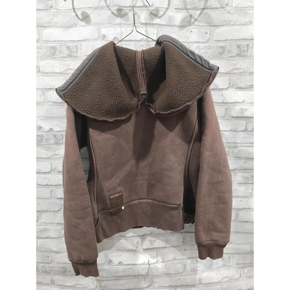 Vintage Salomon Jacket Hoodie Full Zip Heavy Brown Women L Y2K Split Hood - Picture 11 of 14